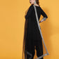 Black Rayon Straight Kurta Set with Embroidery and Dupatta under 1000