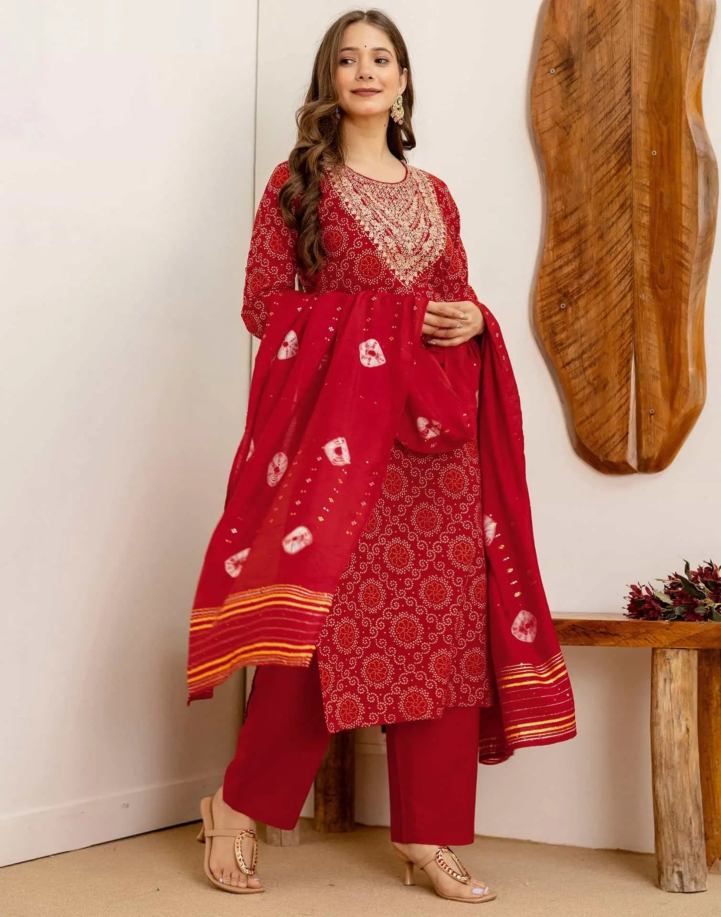 Cotton Printed Straight Kurta with Pant & Dupatta