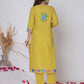 Yellow Cotton Printed Straight Kurta Set with Pant & Dupatta Affordable Casual & Office Wear for Women under 999