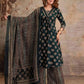 Green Cotton Printed V-Neck Kurta Set with Pant & Dupatta Affordable Ethnic Casual Wear