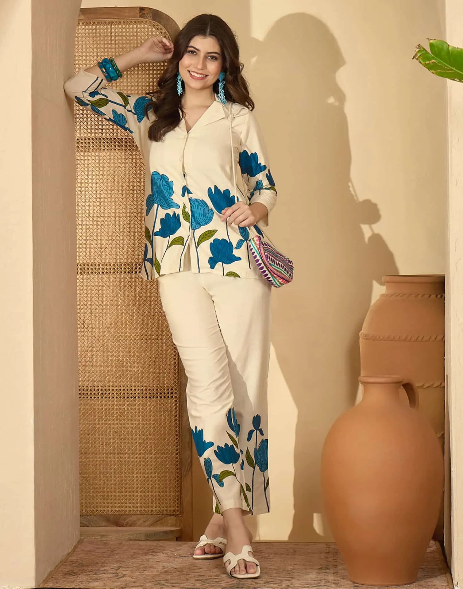 Beige cotton affordable co-ord set