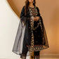 Black Silk Embroidered Straight Kurta Set with Pant & Dupatta under 1299 