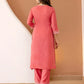 Silk Blend Embroidered Straight Kurta with Pant & Dupatta