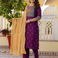 Cotton Blend Table Print Straight Kurta with Pant & Dupatta