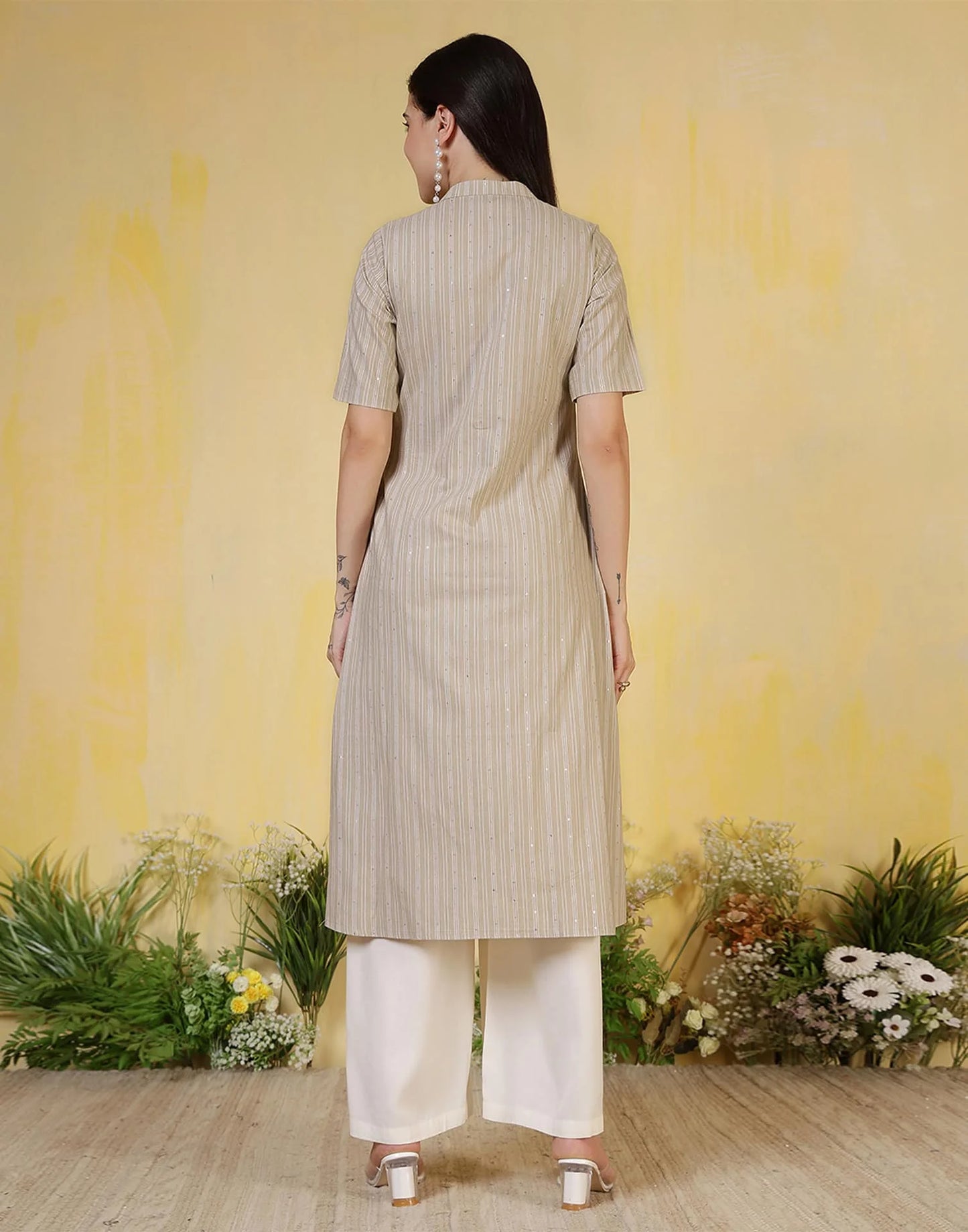 Cotton Woven Design Straight Kurti