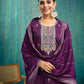 Silk Blend Embroidered Straight Kurta with Pant & Dupatta