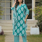 Cotton Embroidered V-Neck Straight Kurta with Pant & Dupatta