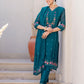Blue Silk Blend Embroidery Straight Kurta Set for Women with Pant & Dupatta