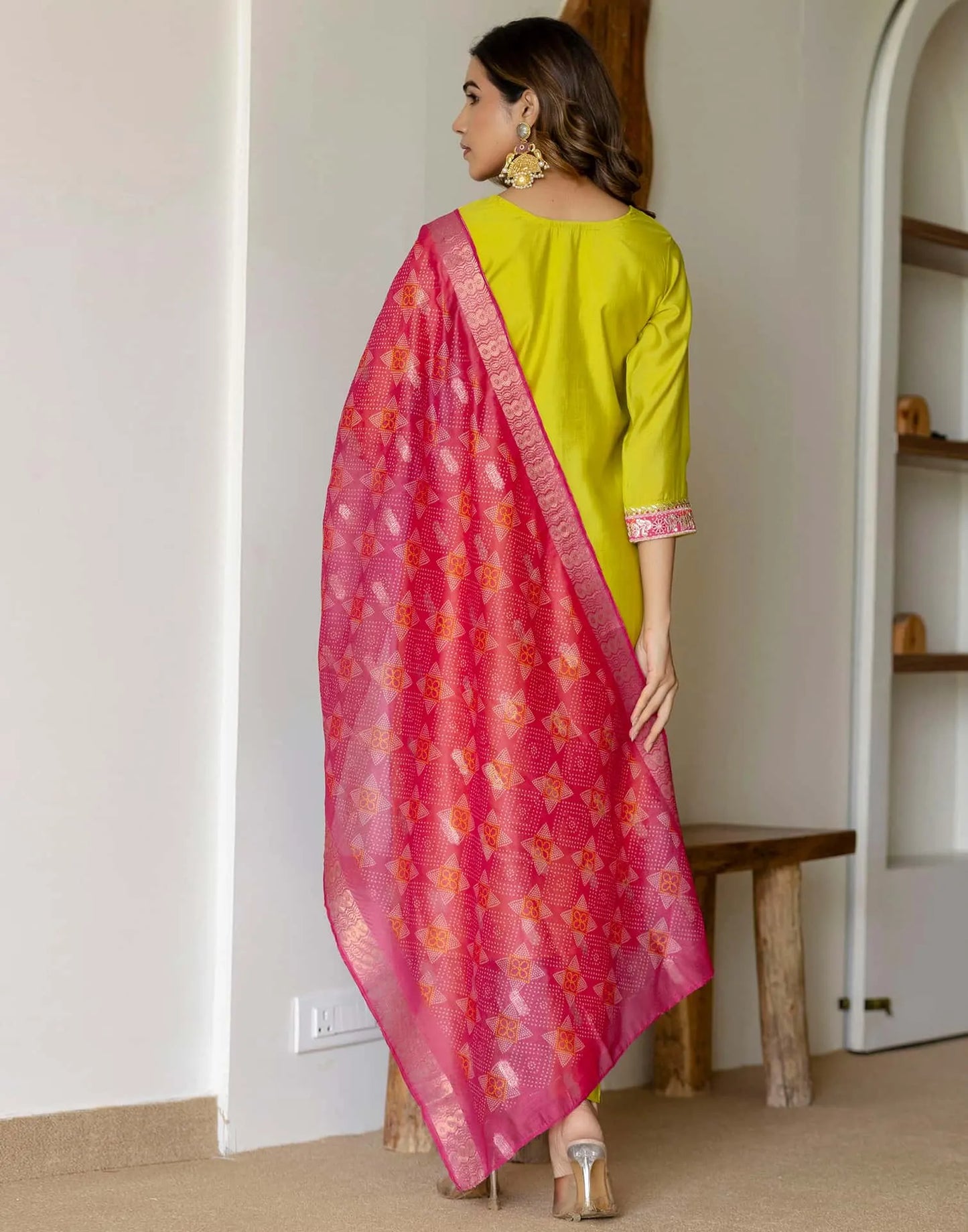 Yellow Silk Embroidered Straight Kurta Set with Pant & Dupatta under 1299 