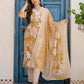 Cotton Straight Printed V-Neck Kurta with Pant & Dupatta