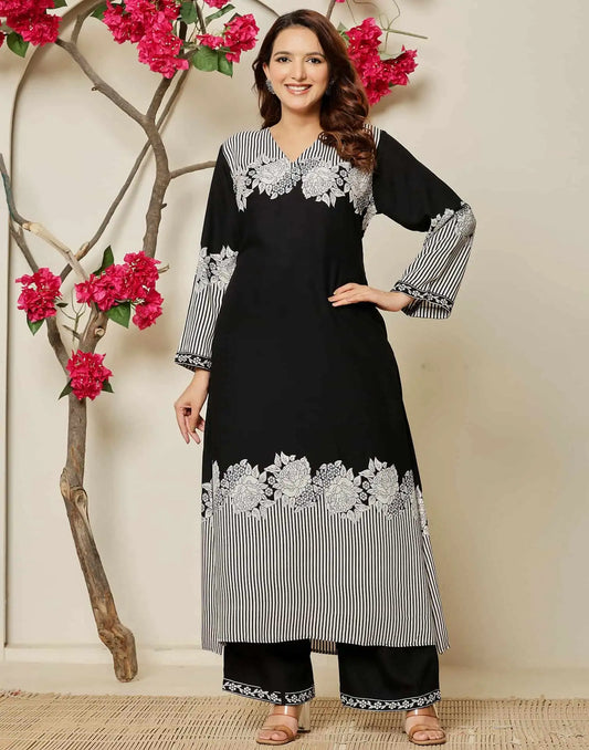 Cotton Printed V-Neck Co-ord Set