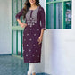 Cotton Embroidered Straight Kurti