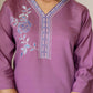 Purple Silk Embroidered Straight Kurta Set with Pant & Dupatta for Women Office & Casual Wear under 1299