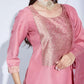 Silk Blend Weaving and Lace Straight Kurta with Pant & Dupatta
