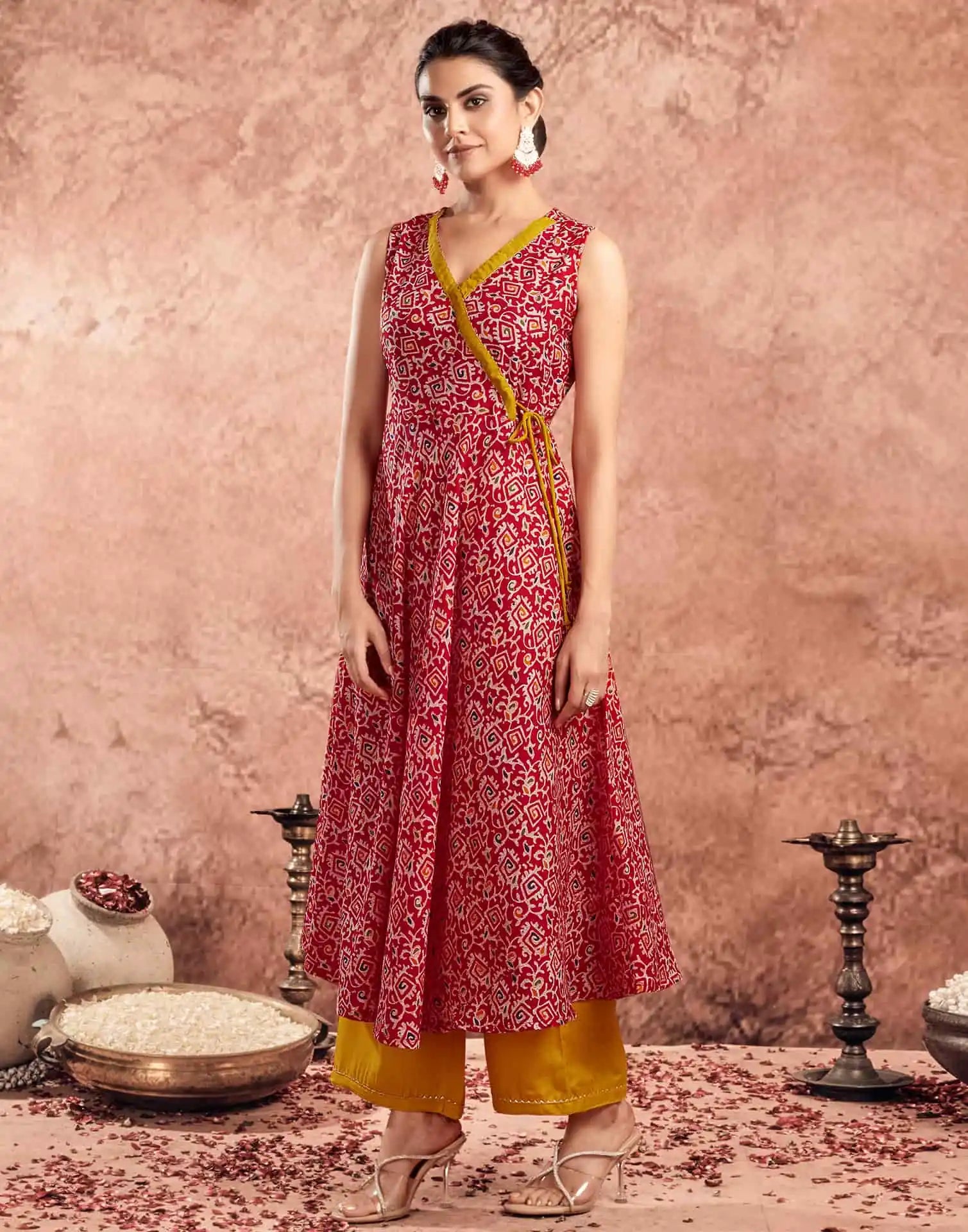 affordable v neck kurta set 