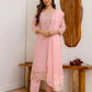 Pink Georgette Embroidered Kurta Set with Pant & Dupatta