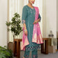 Silk Blend Embroidered Straight Kurta with Pant & Dupatta