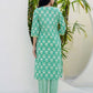 Cotton Printed, Embroidery and Mirror Work, Lace Straight Kurta with Pant & Dupatta