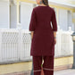 Cotton Embroidered V-Neck Straight Kurta with Pant & Dupatta