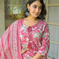 Cotton Straight Printed Keyhole Neck Kurta with Pant & Dupatta