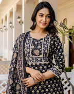 Skylee Viscose Rayon Printed Straight 3 Piece Kurta Set For Woman