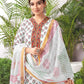 Affordable White Rayon Floral Printed Kurta Set with dupatta 