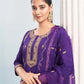 Silk Blend Embroidered Straight Kurta with Pant & Dupatta