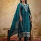 Blue Silk Embroidered Kurta Set with Pant & Dupatta