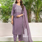 Affordable Dusty Purple Silk Embroidered Festive Kurta Set with dupatta
