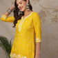 Rayon Chikankari Straight Round Neck Short Kurti