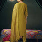 Affordable Mustard Chanderi round neck kurti set dupatta
