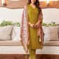 Cotton Blend Sequence Embroidery and Lace Straight Kurta with Pant & Dupatta