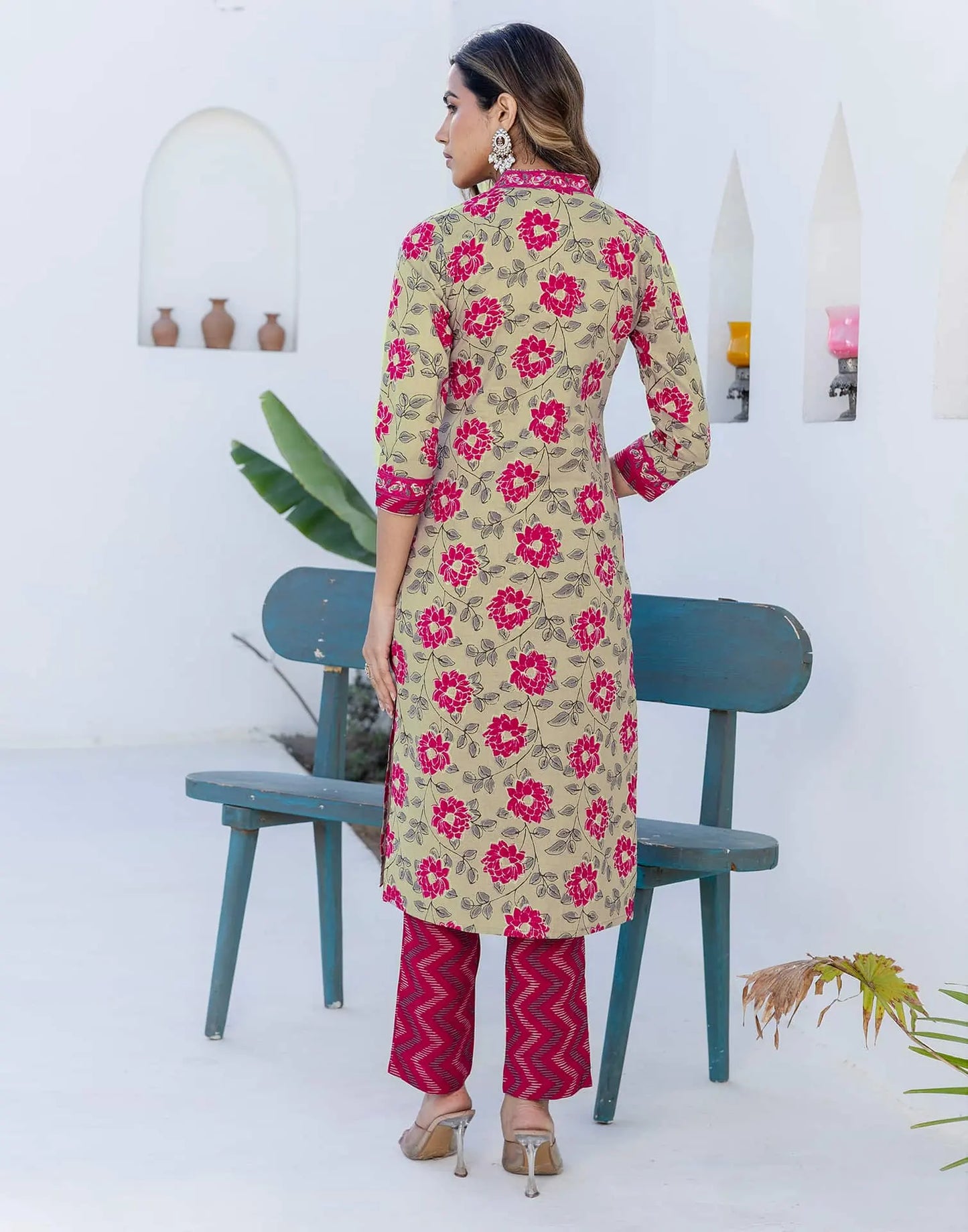 Grey Printed Kurti with pant & dupatta 