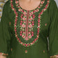 Silk Straight Embroidery Round Neck Kurta with Pant & Dupatta