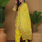 Yellow Silk Printed Straight Kurta Set for Women with Patiala Pant and Dupatta