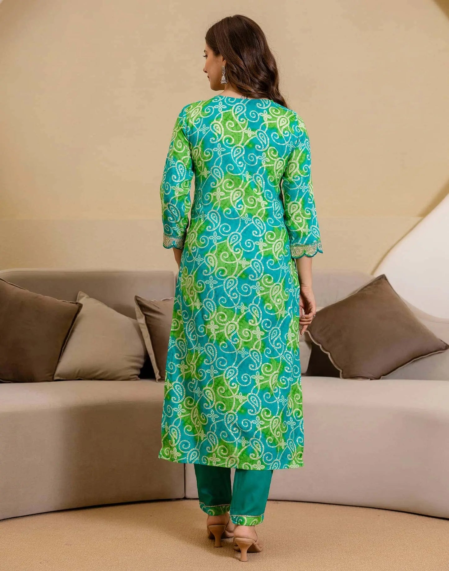 Rayon Printed Straight Kurta with Pant & Dupatta