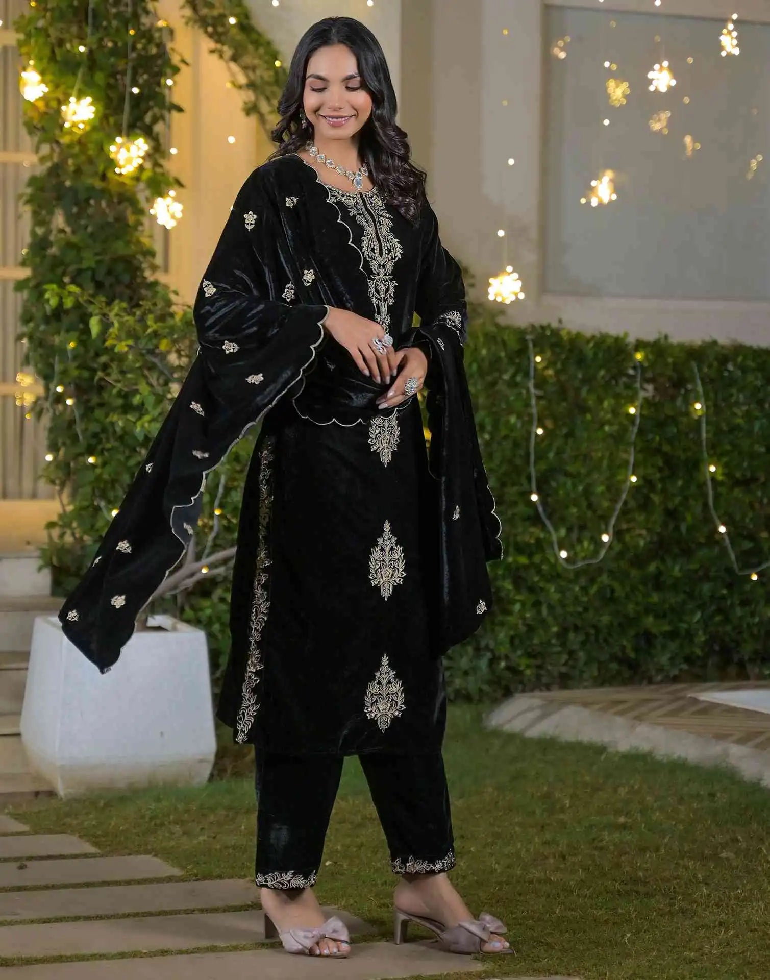 velvet kurta set for women
