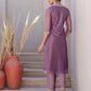 Affordable Ethnic Wear Purple Net Sequins Embroidered Kurta Set with Lace, Pant & Dupatta