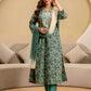 Green Cotton Printed Anarkali Kurta Set with Pant & Dupatta under 999