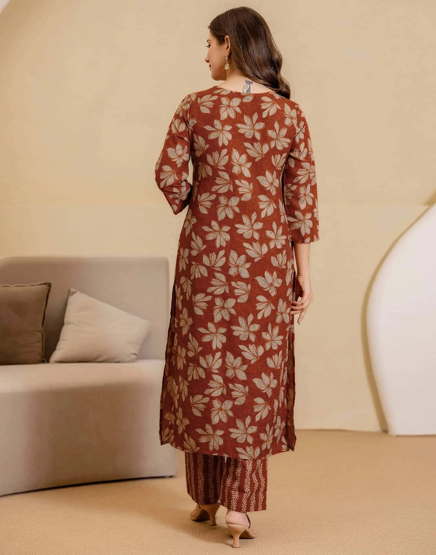 Cotton Printed Straight Kurta with Pant & Dupatta