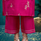 Silk Blend Embroidered Straight Kurta with Pant & Dupatta