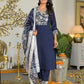 Silk Embroidered V-Neck Straight Kurta with Pant & Dupatta