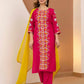 Cotton Blend Embroidered Straight Kurta with Pant & Dupatta