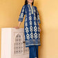 Affordable Blue Cotton Printed Straight Kurta Set with Mandarin Collar, Pant & Dupatta under 999
