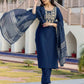 Silk Blend Weaving and Lace Straight Kurta with Pant & Dupatta