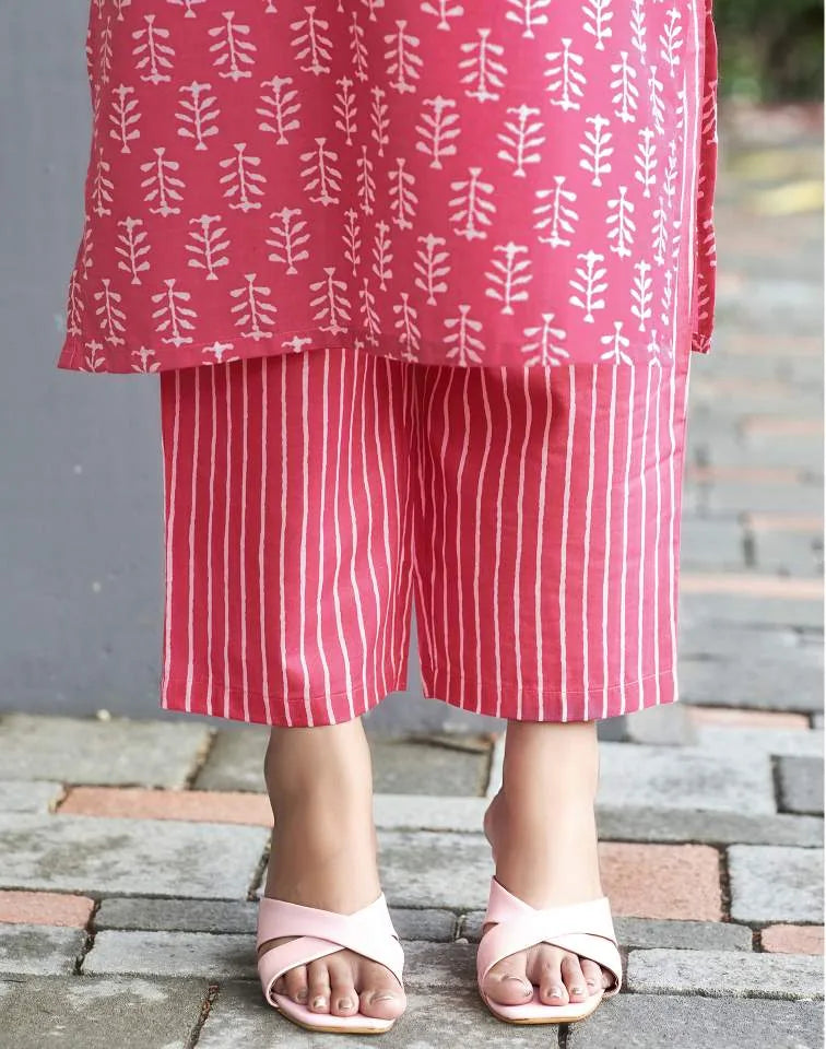 Pink Printed Everyday Office Wear Kurta Set with dupatta 