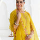 Yellow Silk Blend Embroidery and Mirror Work Straight Kurta Set for Women with Pant & Dupatta