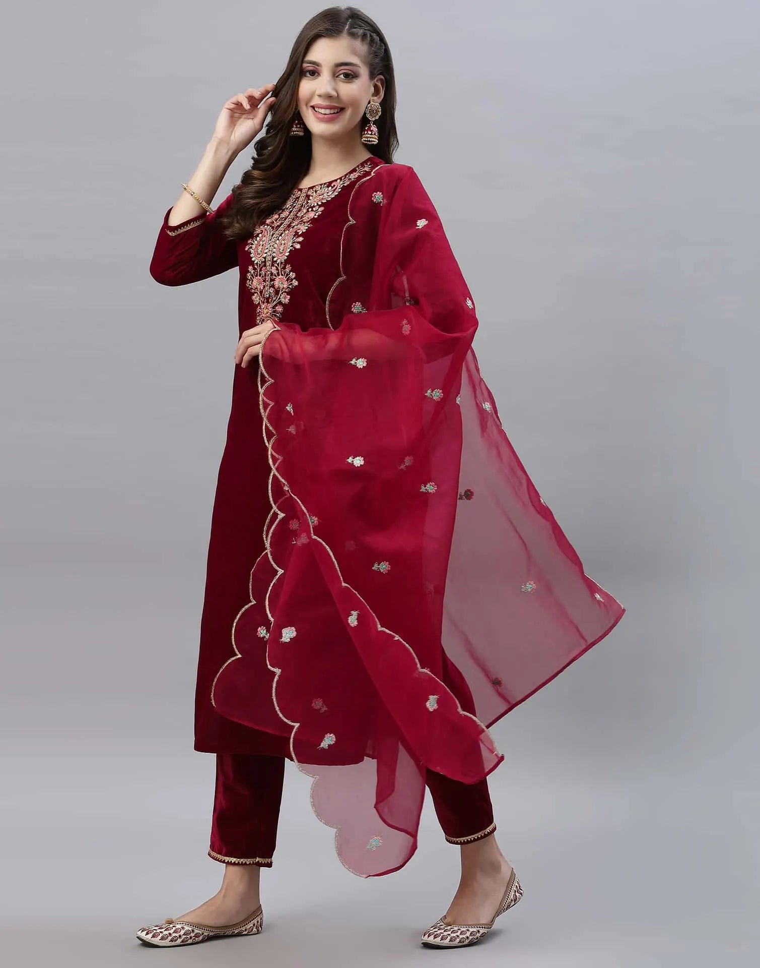 velvet kurta set for women