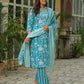 Cotton Printed Straight Kurta with Pant & Dupatta