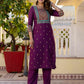 Cotton Blend Table Print Straight Kurta with Pant & Dupatta